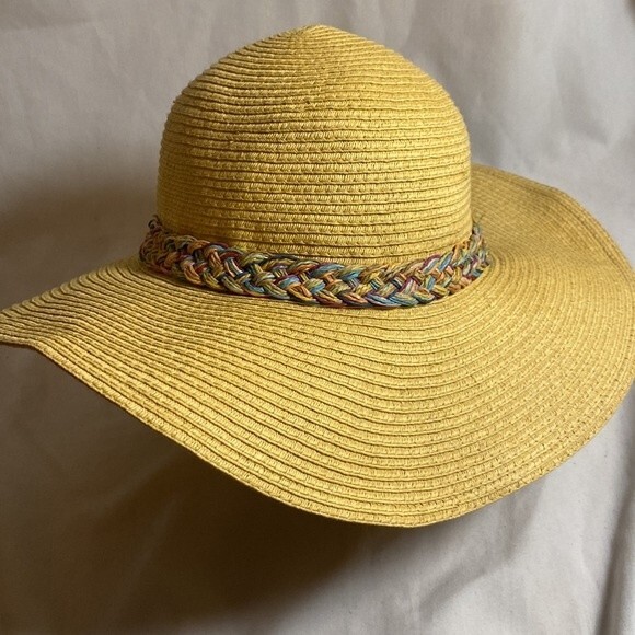 DP straw Sun hat summer beach floppy beaded braided boho hippie - Picture 6 of 12